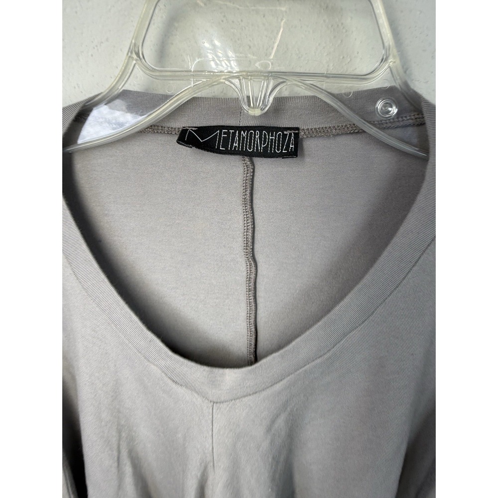 Metamorphoza Gray Avant Garde Asymmetrical Draped Tunic Top Lagenlook Oversized - Picture 4 of 4